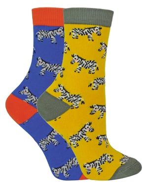 2 Paar Bamboe Sokken Jongens | Mr Heron | Sokken met dierenpatroon voor kinderen | Sokken met nieuw ontwerp - Zebra