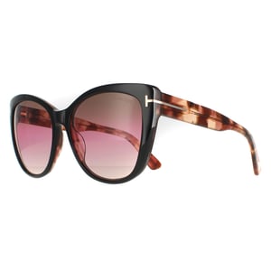 Tom Ford Cat Eye Dames Zwart en Havana Brown Pink Gradiënt FT0937 Nora zonnebril