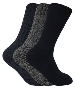 Set van 3 dikke wandelsokken van warme wolmix voor heren - Blauw