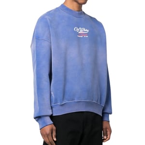 Gebroken wit Wave Off Boxy Fit blauw sweatshirt met ronde hals