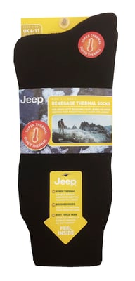 Heren Thermische Buitensokken voor de Winter | Jeep | Warme Zware Sokken | Ideaal voor Wandelen - Zwart
