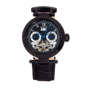 Heritor Automatic Ganzi semi-skelet lederen band horloge