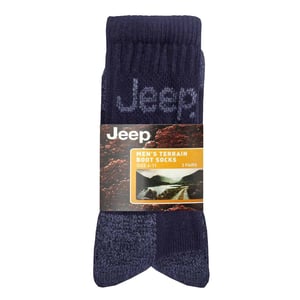 Heren 3 paar Jeep Cushion Sole Hiking werksokken - Marine
