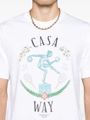Casablanca Statue En Marbe Bedrukt T-shirt in Wit