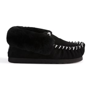 Aus Wooli "Waterloo" Australia Hand Stitched Womens Sheepskin Moccasin, Zwart