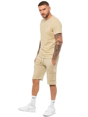 Enzo | Heren T-shirt Trainingspak Met Korte Broek Set- Stone