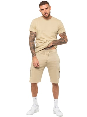 Enzo | Heren T-shirt Trainingspak Met Korte Broek Set- Stone