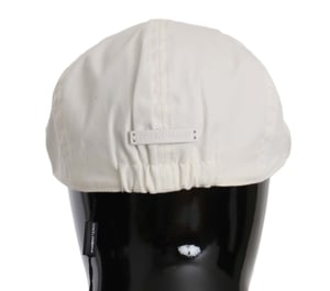 Dolce & Gabbana Mannen Wit Katoen Stretch Logo Newsboy Hoed Cap