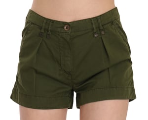 PLEIN SUD Groene Midden Taille 100% Katoenen Mini Shorts