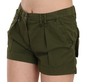 PLEIN SUD Groene Midden Taille 100% Katoenen Mini Shorts