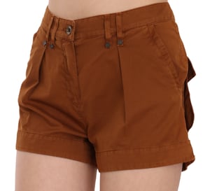 PLEIN SUD Bruine Mid Waist Katoenen Denim Mini Shorts