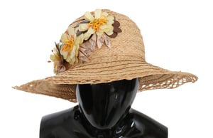Dolce & Gabbana Dames Beige Breedgerande Gebloemde Emmerhoed Capello