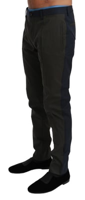Dolce & Gabbana Heren Blauw Grijze Gestreepte Katoenen Broek