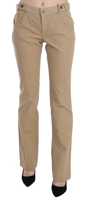 Just Cavalli Beige Katoenen Midden Taille Rechte Broek