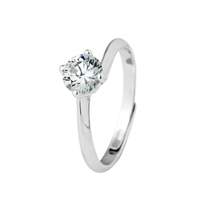 Solitaire 4 mm Zirkoniumoxide Serti 4 Klauwen Sieraden Zilver 925 Verstelbaar - Desire