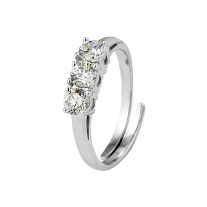 Trilogy Ring Zirkoniumoxides Sieraden Zilver 925 Verstelbaar - Maria