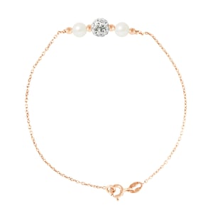 Armband ketting forçaat en wit zoetwater cultuur kralen 925 roze vergulde