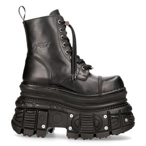 New Rock metalen zwart leren militaire laarzen - MILI083CCT-C4