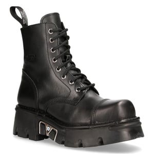 New Rock zwart lederen militaire bikerlaarzen - M-NEWMILI083-S19