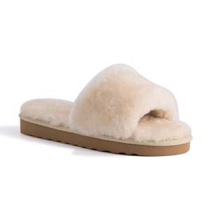 Aus Wooli Australia Womens Schapenvacht Fluff Slide Slippers Cream