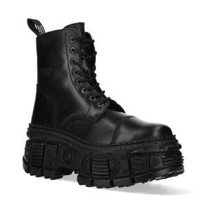New Rock zwarte Goth lederen laarzen-WALL083C-S5