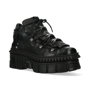 New Rock zwart leren enkellaarzen Goth-WALL106-S13