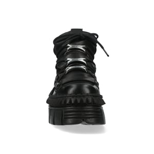 New Rock zwart leren enkellaarzen Goth-WALL106-S13