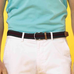Asquith & Fox Heren Twee Kleuren Streepjes Vlechtriem (Zwart/Bourgondië)