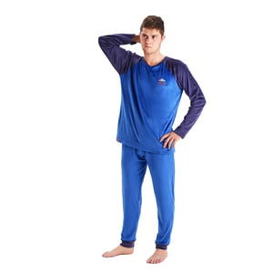 Fluwelen herenpyjama met lange mouwen en ronde hals MU3