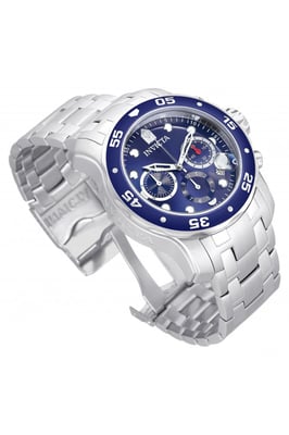 Invicta Pro Diver - SCUBA 0070 Heren Horloge - Quartz Uurwerk - Roestvrij Staal met blauwe Wijzerplaat - 48mm