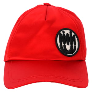 Miu Miu Logo Patch Baseballcap in Rode Canvas