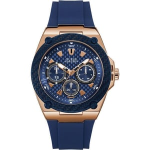 Guess W1049G2 Legacy Blauw Wijzerplaat Blauw Siliconen Herenhorloge