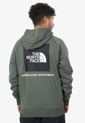 The North Face heren Reglan Red Box Hoodie in Bleached Thyme