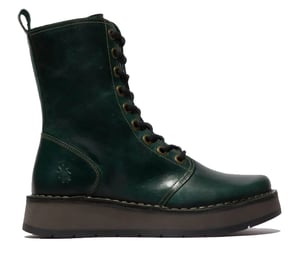 Fly London Dames Groene RAMI043 Casual Leren Veter Enkellaarsjes