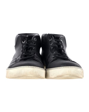 Lanvin Mid-Top Sneakers in Zwart Leer