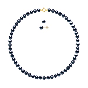 Versiering ketting en oorbellen zoetwater 7-8mm Parels Yellow Gold