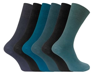 Set van 6 sokken zonder elastiek herensokken van 100% katoen - Blauw