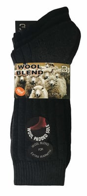 Set van 3 dikke wandelsokken van warme wolmix voor heren - Zwart