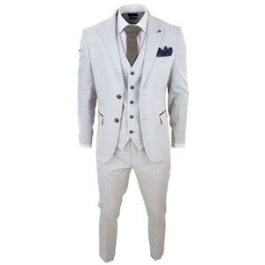 Heren grijs steen 3-delig tweed geruit pak