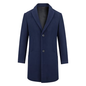 Heren lange slim fit winter warme zakelijke wollen jas blauw