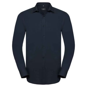 Russell Collection Heren Ultimate Stretch Slim Shirt met Lange Mouwen (Heldere marine)