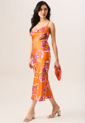Midi-jurk met bloemenprint en col