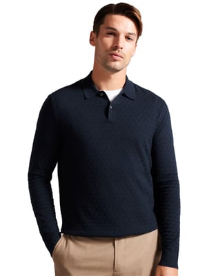 Ted Baker gebreid heren poloshirt met lange mouwen - Morar