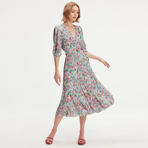 Liberty print wrap jurk
