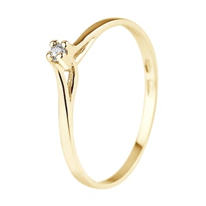 Solitaire Diamond 0,03 Cts Yellow Gold Jewelry