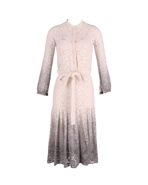 Burberry Prorsum Degrade Kanten Jurk in Ombre Wit/Grijs Triacetaat