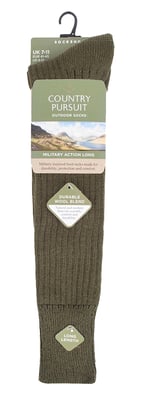 Kniehoge wollen rijke militaire actiesokken voor heren - Khaki Green