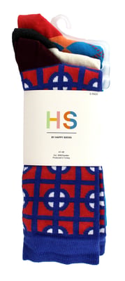 HS by Happy Socks - Heren 3-Pack Klassieke Structuur Kousen - Target (Blauw)