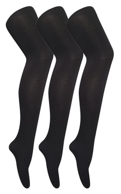 3 paar dames gekleurde ondoorzichtige 80 denier panty's - Zwart
