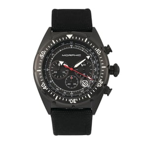 Morphic M53-serie chronograaf vezelgeweven lederen band horloge met datum